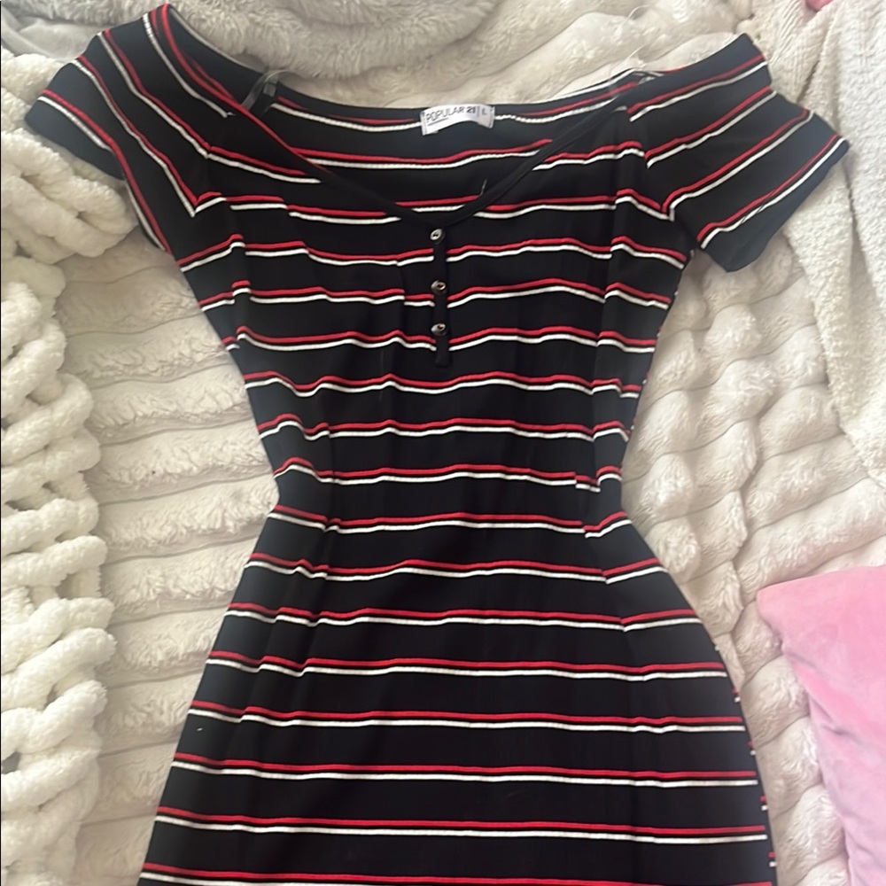 Black and Red Striped Dress